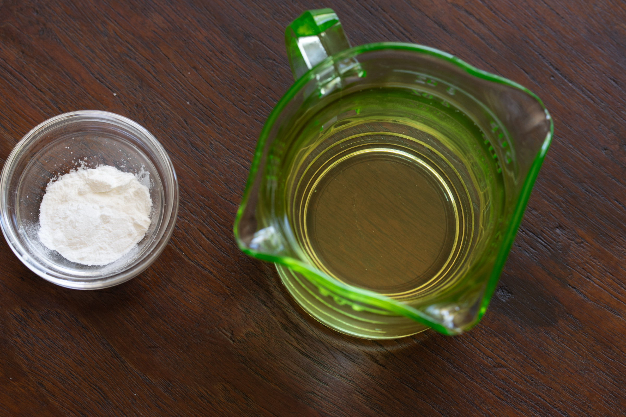 Apple juice and corn start ready to be mixed together.