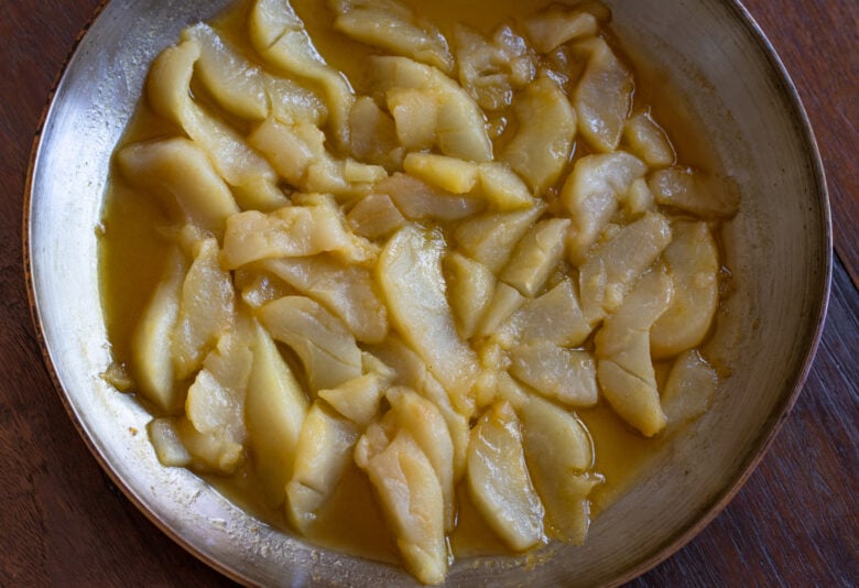 Peach nectar added to the pears. 