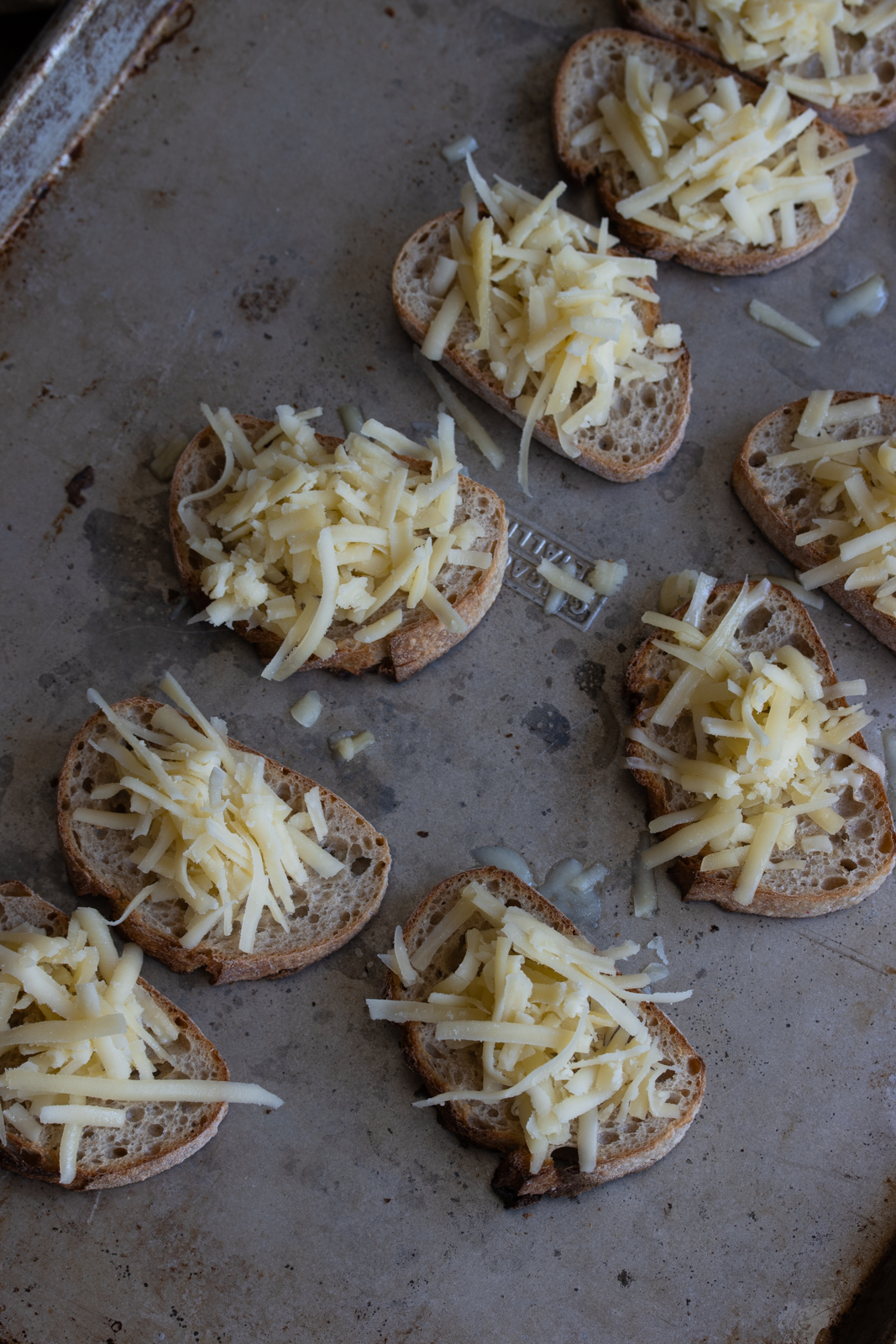 Bread and cheese croutons.