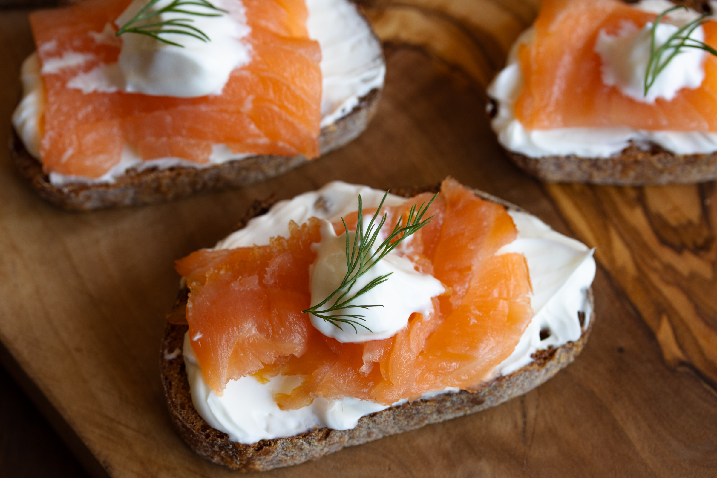 Smoked salmon appetizer all done and ready to be enjoyed.