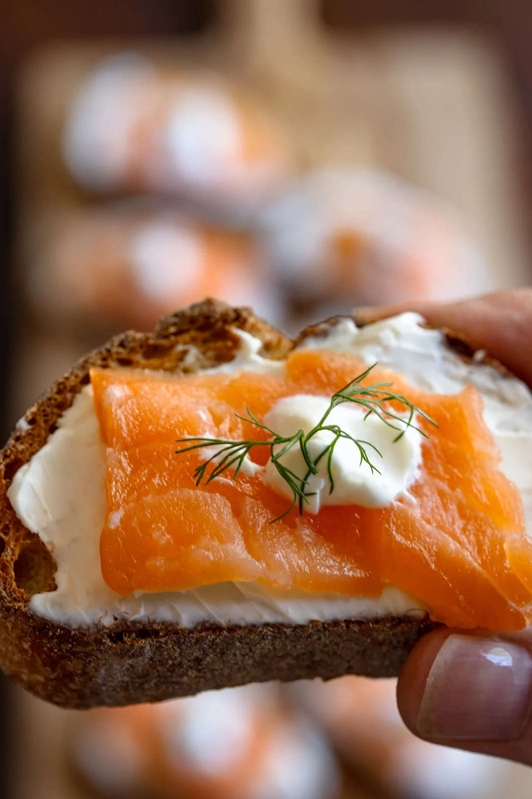 Close up to your salmon appetizer.