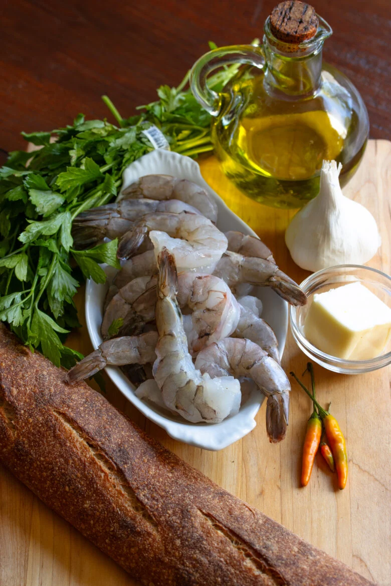 Ingredients needed to make garlic shrimp