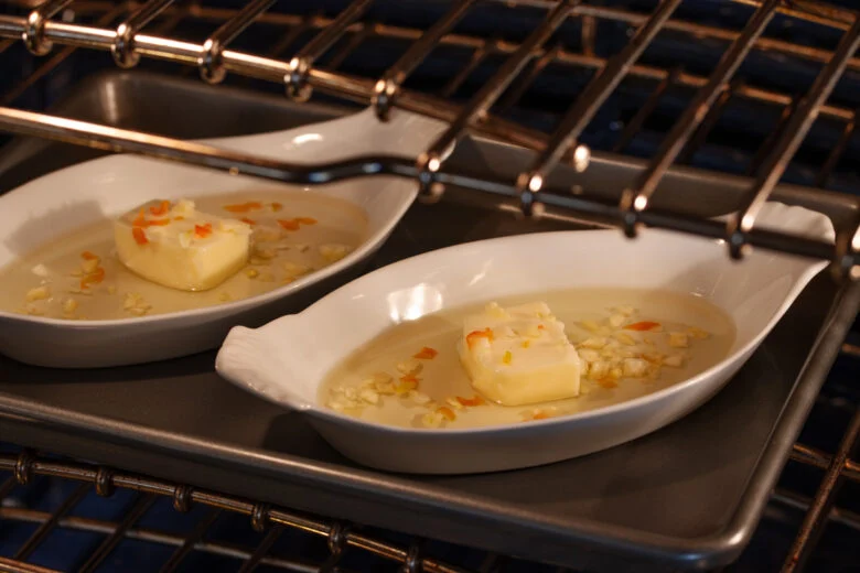 Grain dishes in the one to melt the butter and heat up the olive oil.