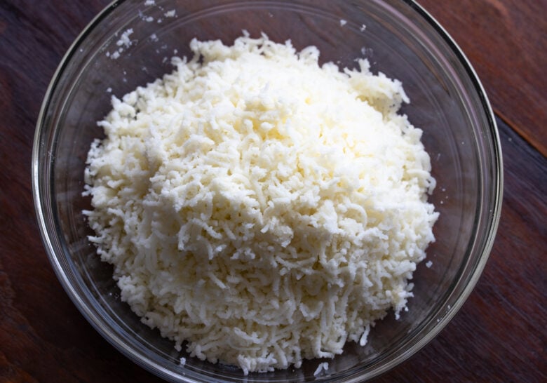 Cooked potatoes passed thru a potato masher.
