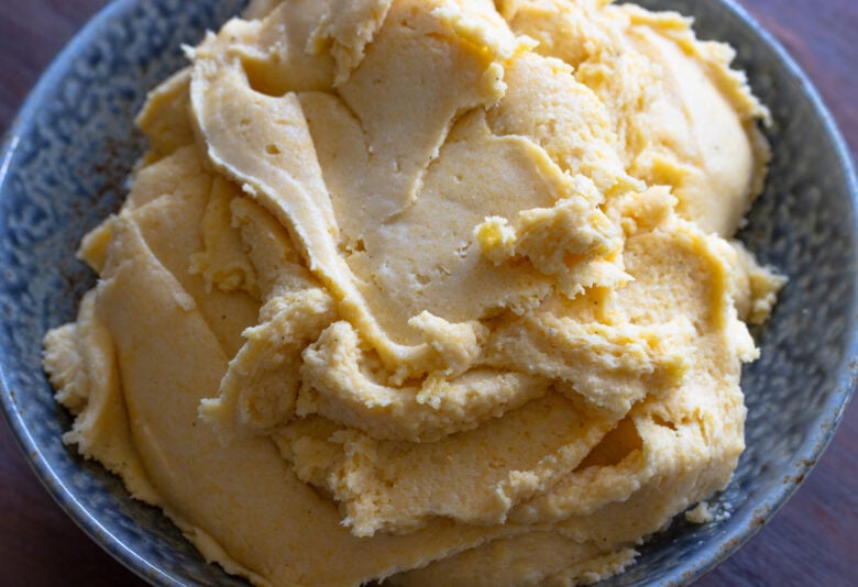 Close up of parmesan polenta.