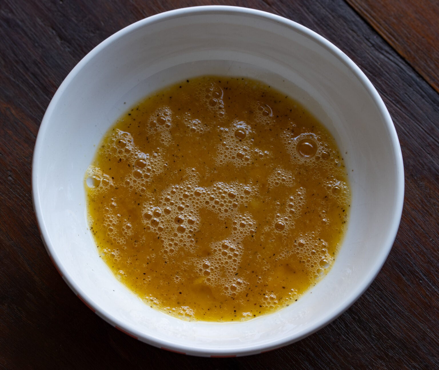 Mix eggs with salt and pepper.