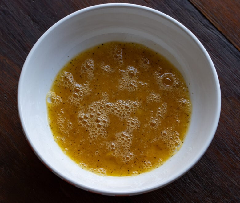 Mix eggs with salt and pepper.
