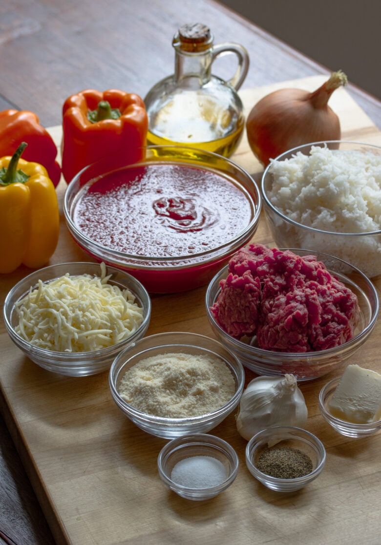 Ingredients needed to create this Italian stuffed bell peppers