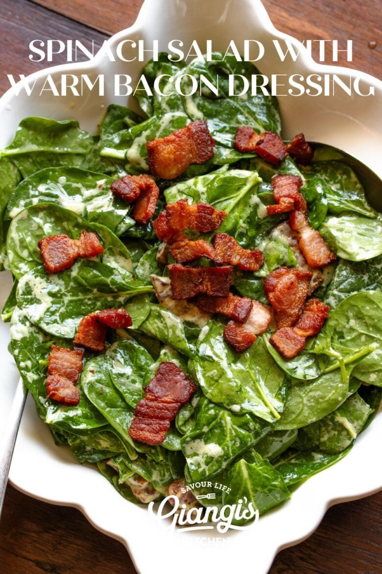Spinach Salad with Warm Bacon Dressing.