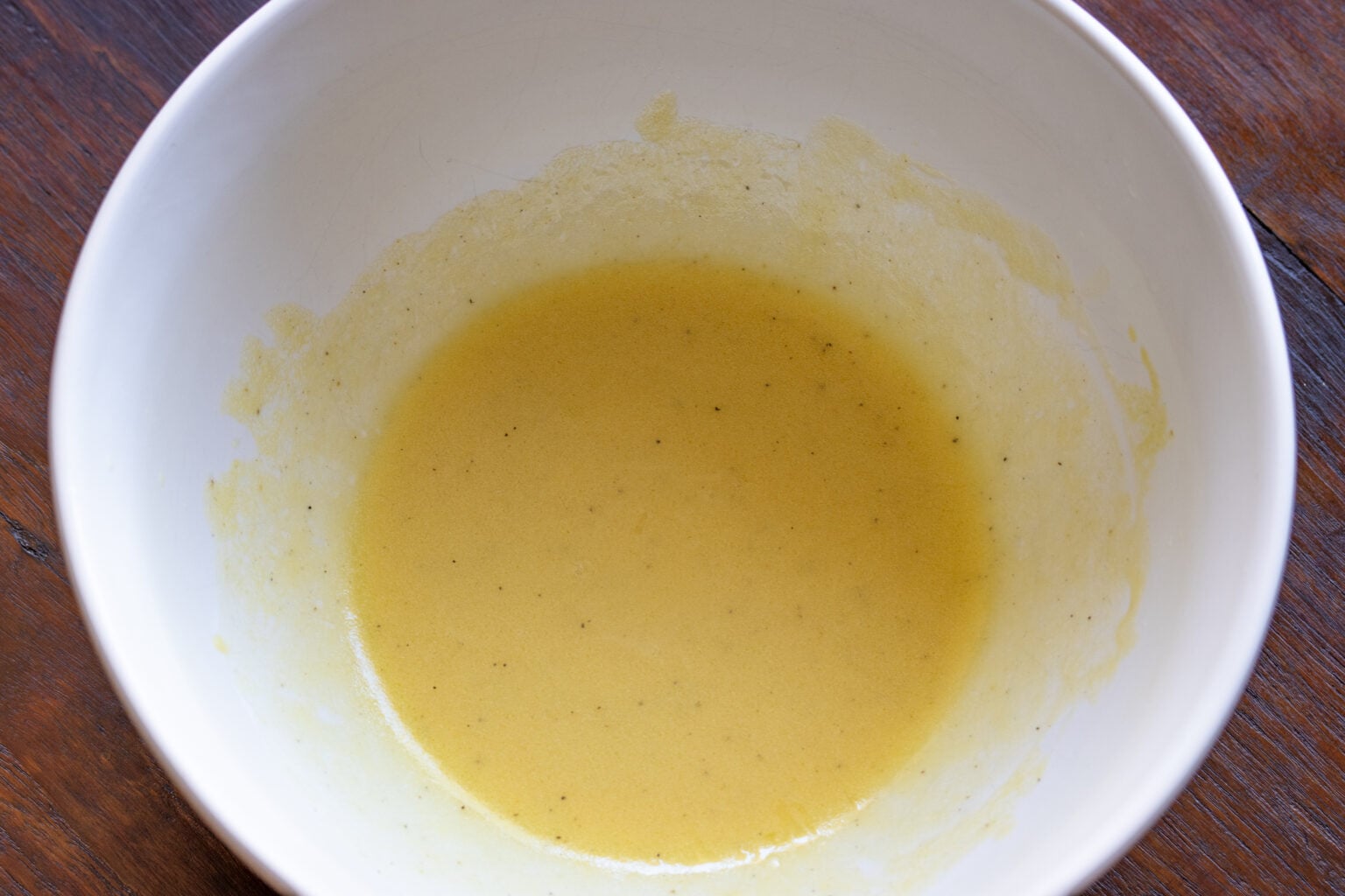 Lemon, Dijon mustard, olive oil are mixed into a creamy sauce.