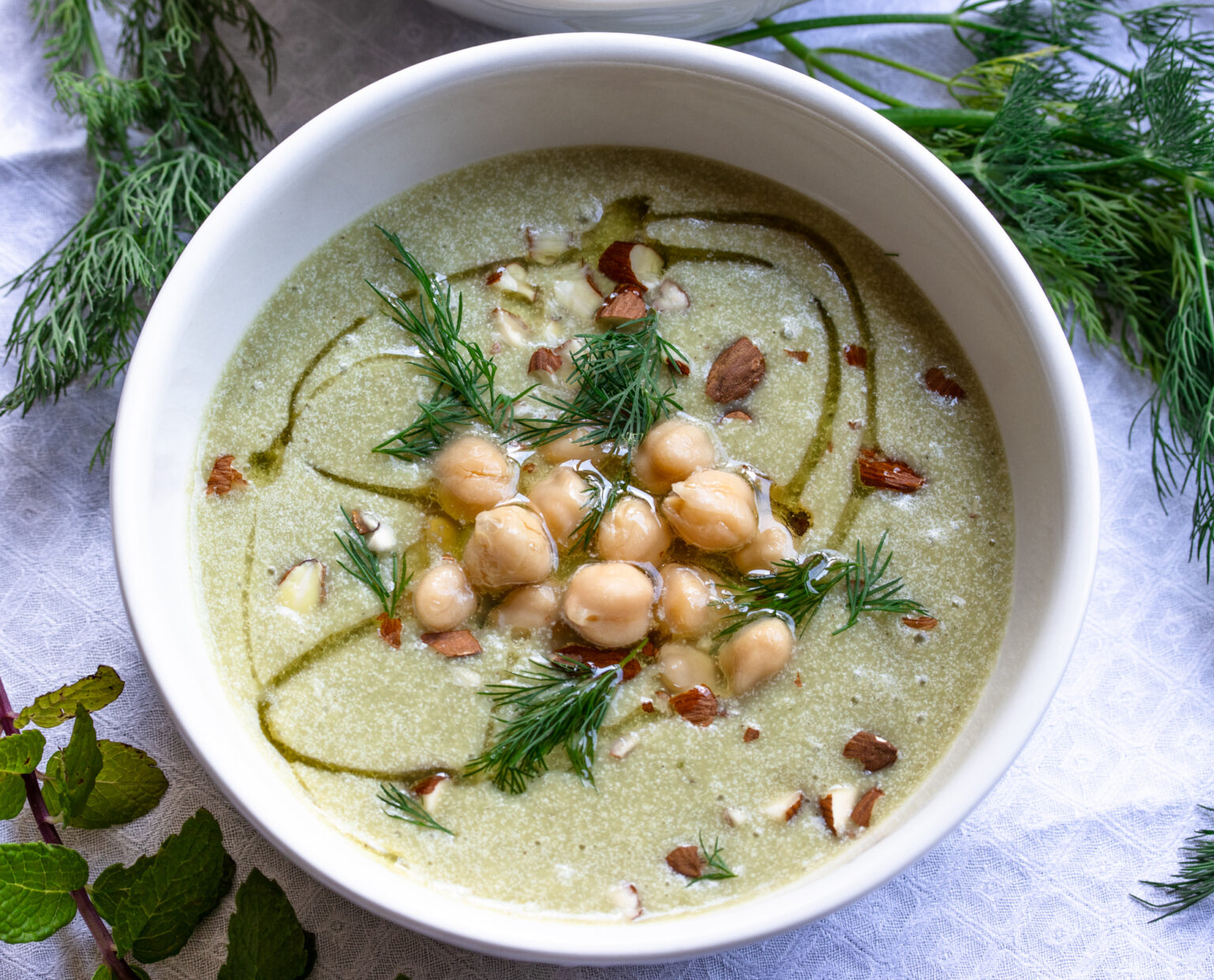 Close up of the cucumber soup.