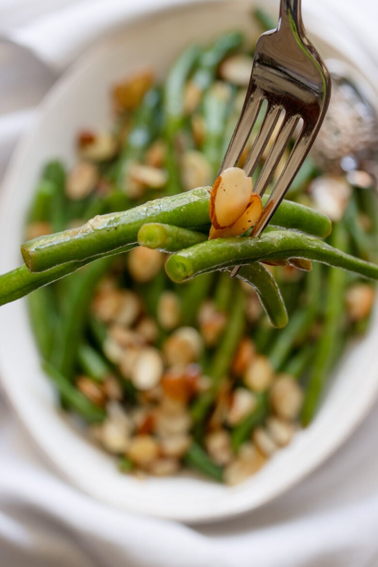 A forkful of green beans