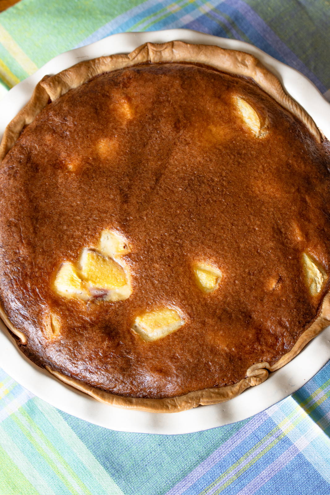 Peach pie ready to be enjoyed.