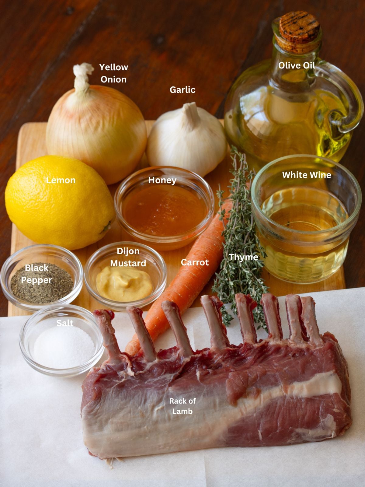 Ingredients needed to create this roasted rack of lamb.
