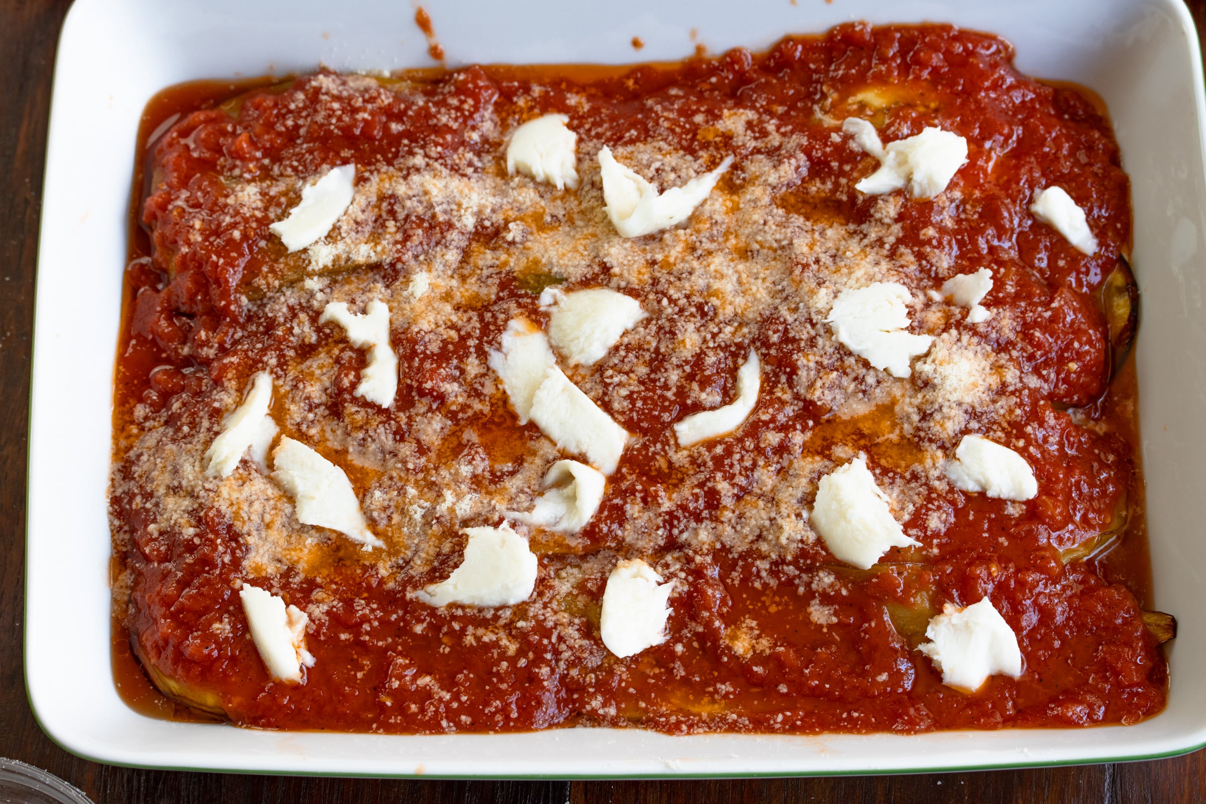 Ready to bake eggplant parmigiana