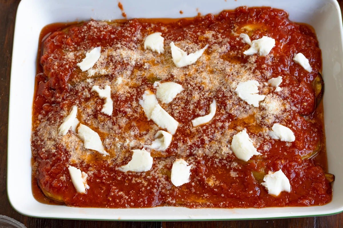 Ready to bake eggplant parmigiana